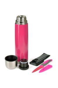 Thermoskanne, Isolierflasche mit Allzweckmesser pink